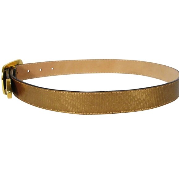 BB SIMON Vintage Gold Reptile Leather Belt Sz M (27"-31") - Made in SPAIN - Picture 3 of 6